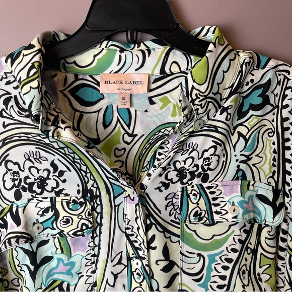 Chicos Black Label Buttondown Tunic Paisley XL - Picture 5 of 14